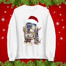 R2D2 Christmas Jumper, Festive Star Wars Droid Santa Lights Sweatshirt Unisex