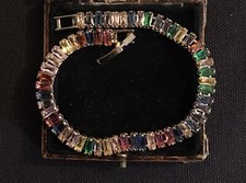 Vintage Style Jewellery Multicolor Gemstones Bracelet 18K gold plated