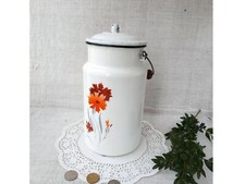 VTG Enamel Milk Can White