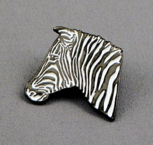 Zebra head enamel pin - zebra,