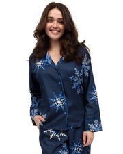 Cyberjammies Frosty Pyjama Top Snowflake Print Womens Comfortable Nightwear 5130