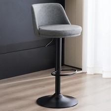 Kitchen Island Stool Slate Grey Bar Stools PU Leather Counter Height Barstools