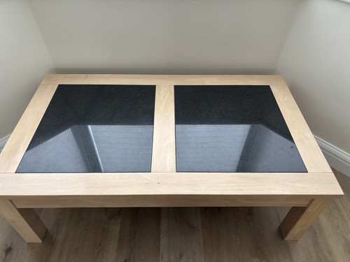 Oak coffee table - table, granite