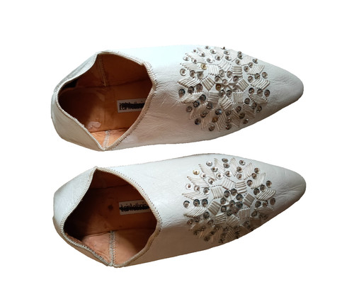 Moroccan babouche white - moroccan,