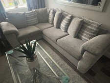 SCS Corner Sofa Plus Two Seater Sofa Settee with Cushions Grey Fabric Used VGC