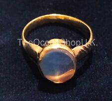 MOON STONE GOLD PLATED RING RAINBOW BOHO CHAKRA MOOD TALISMAN WICCA PAGAN GOTHIC