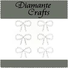 6 x 29mm Clear Diamante Bows