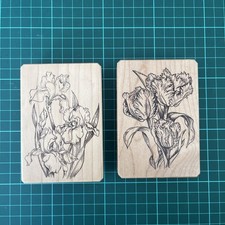2x Floral Wooden Rubber Ink