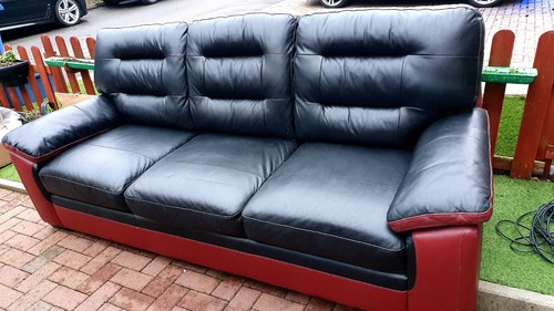 Three seater leather sofa - leather,