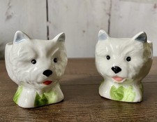 Vintage West Highland Terrier Eggcups x 2 Westie Dog Ceramic