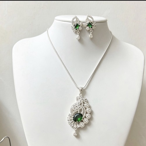 Emerald green stone silver