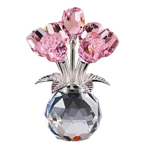 Crystal red rose figurine - +-+>crystal,