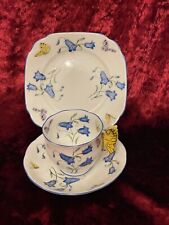 ROYAL ALBERT BUTTERFLY HANDLE CROWN CHINA "BLUEBELLS AND BUTTERFLIES" TR10 1930s
