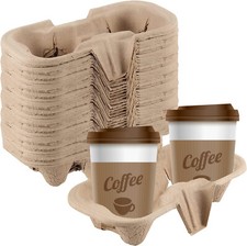 2 Cup Holder Cardboard Tray Hot Cold Drink Carrier Biodegradable Take Away Trays