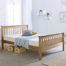 Wooden High Foot End Bed, Somerset Waxed Pine with 4 Size and 4 Mattress Options