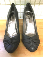 CHIX Womens Ladies 7cm Kitten Heel Court Ruched Shoes Size 4/37 NEW* Grey