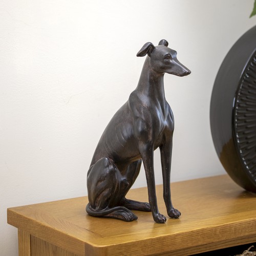 Bronze sitting dog ornament - dog,
