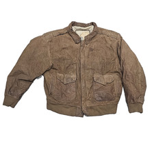 Vintage Leather Bomber Jacket Global Identity G-III Brown Large Pilot Aviator