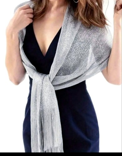 Silver shimmer shawl wrap - shimmer,