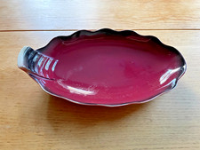 Vintage Carlton Ware Rouge Royale Leaf Handled Dish – Deep Red Lustre Bowl