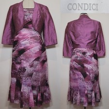 Condici Mother Of The Bride Dress And Jacket Pink Patterned Silk Size 12
