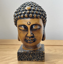 Statue Buddha Yellow Resin Buddha Head Statue 5" Gold Effect Stunning & Rare