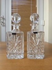 Thomas Webb 2 x Vintage Crystal Heavy Double Whiskey Decanter Set With Stoppers