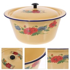  Vintage Home Enamel Ware Lidded Bowl Large with Cover Wash Basin