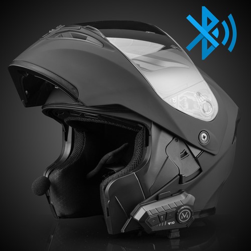 Dual visor flip bluetooth - up,