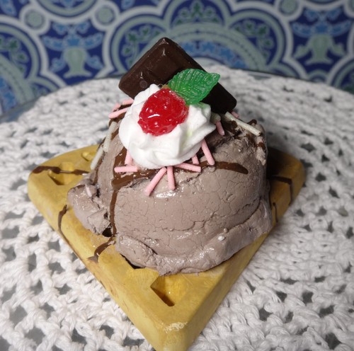 Waffle ice cream desert - waffle,