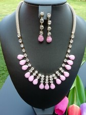 Necklace and Earring Set,Pink