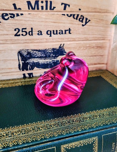 Art glass frog pink - art,