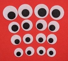 16 Felt Eyes. White and Black. Die Cut, Felt Crafts, Eyes for Soft Toy Making. 