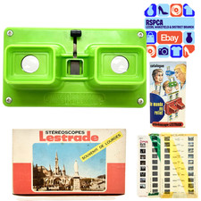 Lestrade Vintage Green Stereoscope Simplex French 3D Viewer & Slides