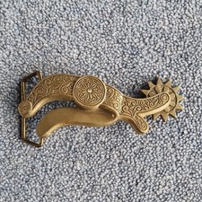 Baron Belt Buckle Cowboy Boot Spur Solid Brass 1982 Cowboy Western Scroll Work