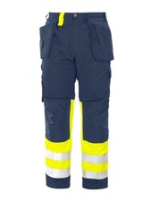 Projob 6502 High Vis Work Trousers with Holster Pockets Yellow/Navy Size 46