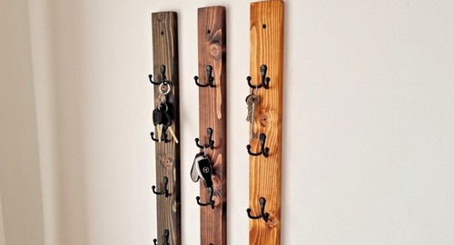 Rustic handmade key hooks rail - handmade,