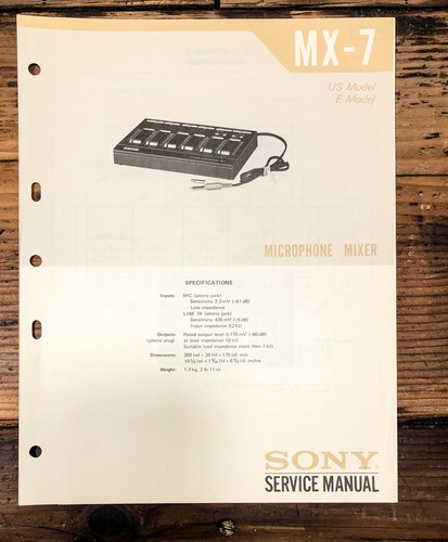 Sony mixer service - mixer, manual