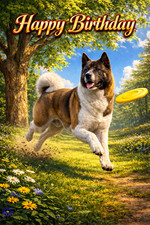 Japanese Akita Birthday Card -