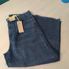 M&S Wide Leg Cropped Jeans Indigo Size 16 New With Tags