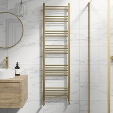 RadiLux Heated Towel Rail Brushed Brass 1600 x 450mm Flat