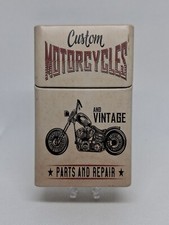 Funky Custom Motorcycles Metal Cigarette Case Holder Holds 20 Cigarettes Working