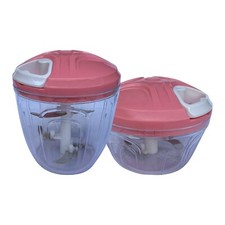 Vegetable Chopper Manual Pulling Food Slicer Hand Blender Kitchen Tool - Peach