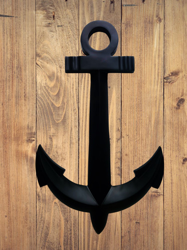 Metal black ship - anchor, large
