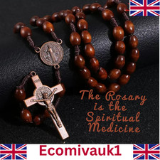 Handmade Wooden Rosary Beads Catholic Cross Christian Antique Traditional Style