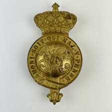 Victorian Brass Household Cavalry Helmet / Cap Badge Large Size 5 Lugs 9.3cm X 5