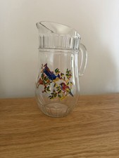 Vintage Glass Water Jug Bird