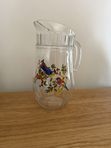 Vintage glass water jug bird - vintage,