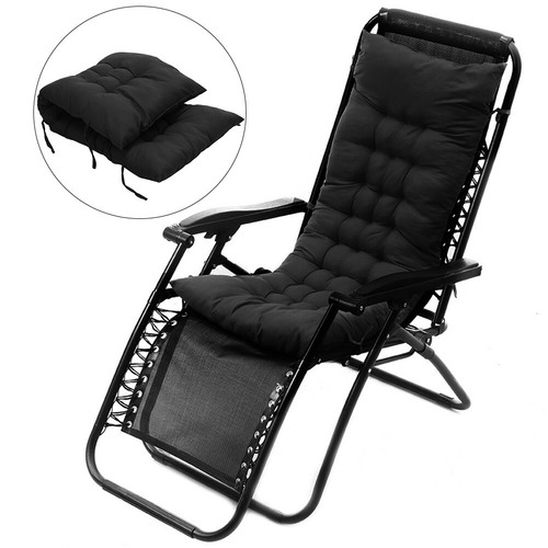 Black sun lounger - black, cushions