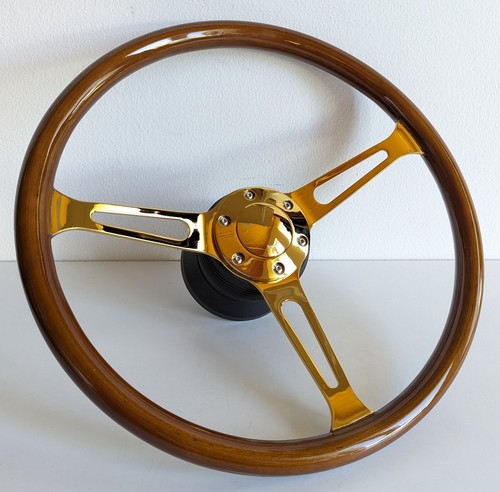 Steering wheel wood golden - wood,